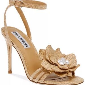 New Steve Madden Women’s Excited Flower Beige Floral Heels, Size 10